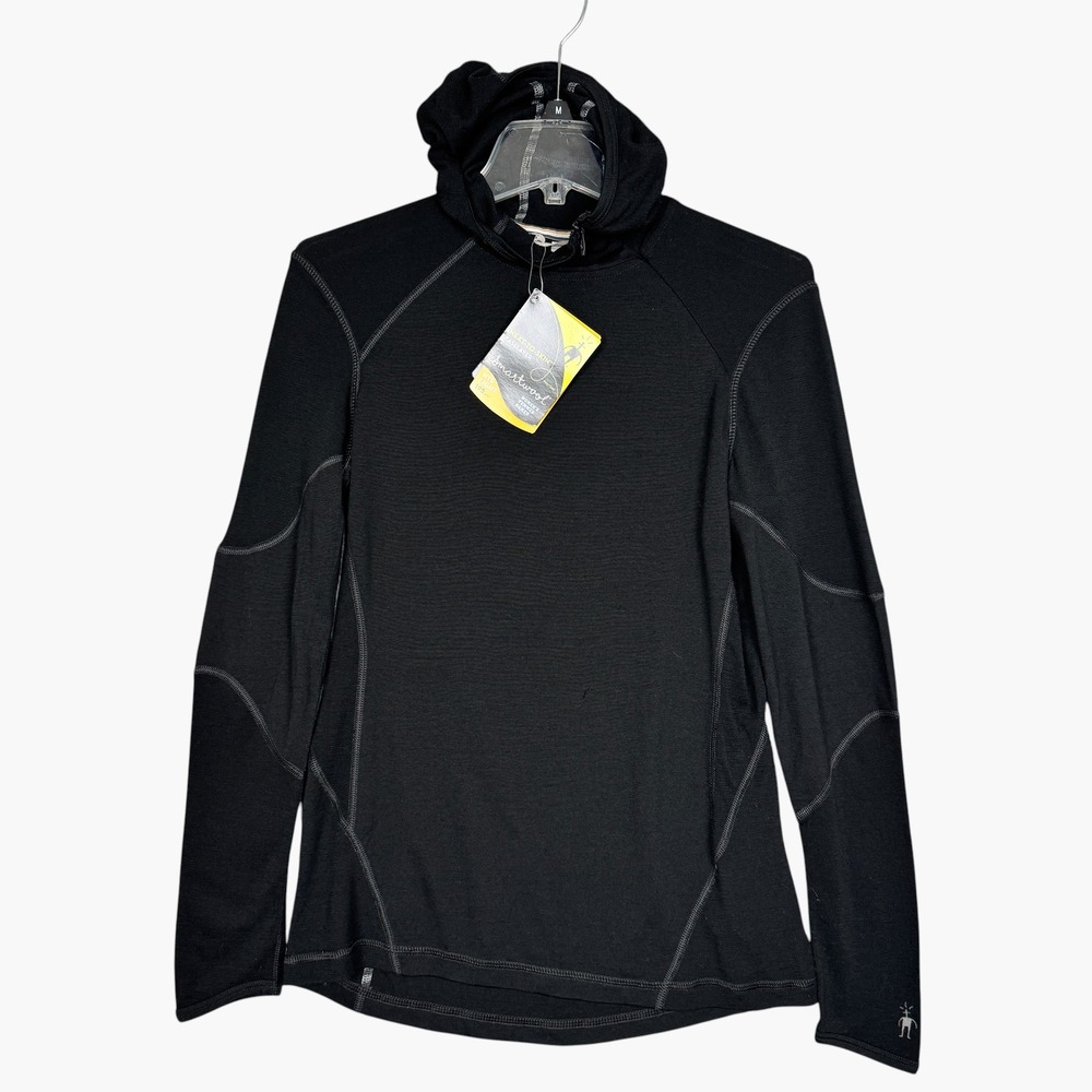 Smartwool NTS Light 195 Hoody Womens Medium Black 100% Merino Wool Baselayer